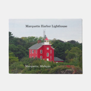 Felpudo Mapa de la puerta del faro de Marquette Harbour