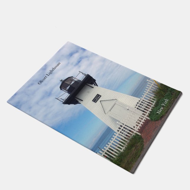 Felpudo Mapa de la puerta del faro de Olcott (Angular)