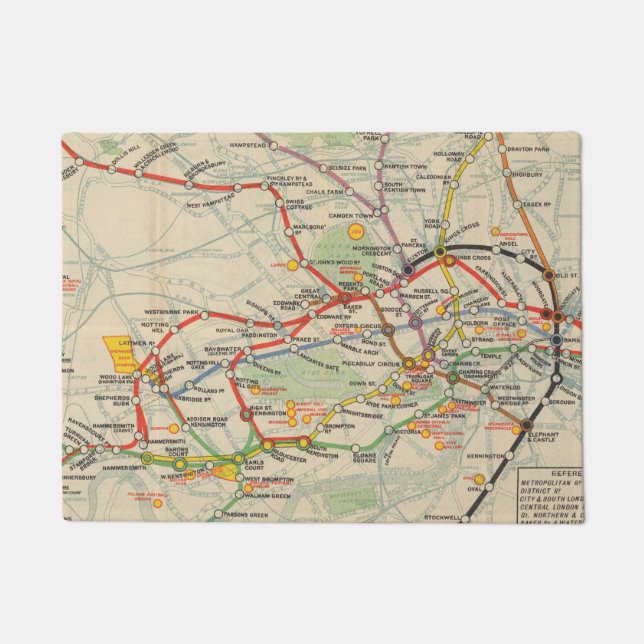 Felpudo Mapa de los ferrocarriles de subterráneo de (Anverso)