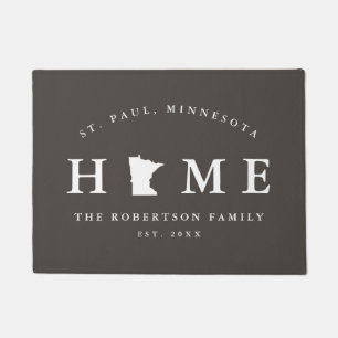 Felpudo Mapa de Mat de Minnesota gris y blanco,