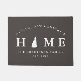 Felpudo Mapa de Mat de New Hampshire gris y blanco,