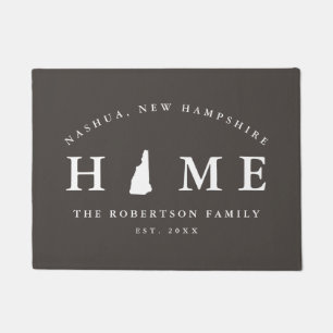 Felpudo Mapa de Mat de New Hampshire gris y blanco,