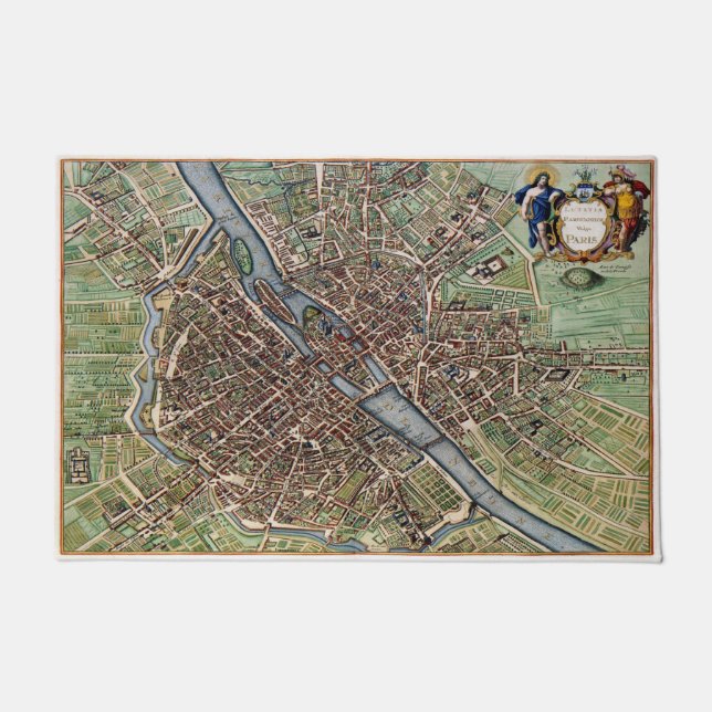 Felpudo Mapa de París antiguo (Anverso)