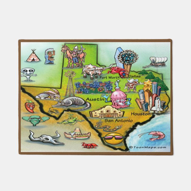 Felpudo Mapa de Personalizados de Texas (Anverso)