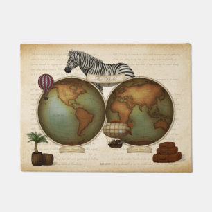 Felpudo Mapa de Steampunk del Neo-Victoriano World Travele