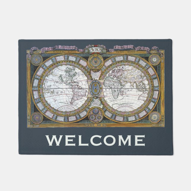 Felpudo Mapa del Antiguo Mundo de Claude Auguste Berey (Anverso)