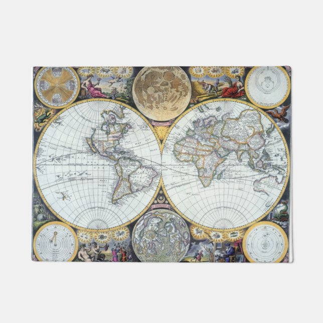 Felpudo Mapa del Mundo Antiguo, Atlas Maritimus de John Se (Anverso)