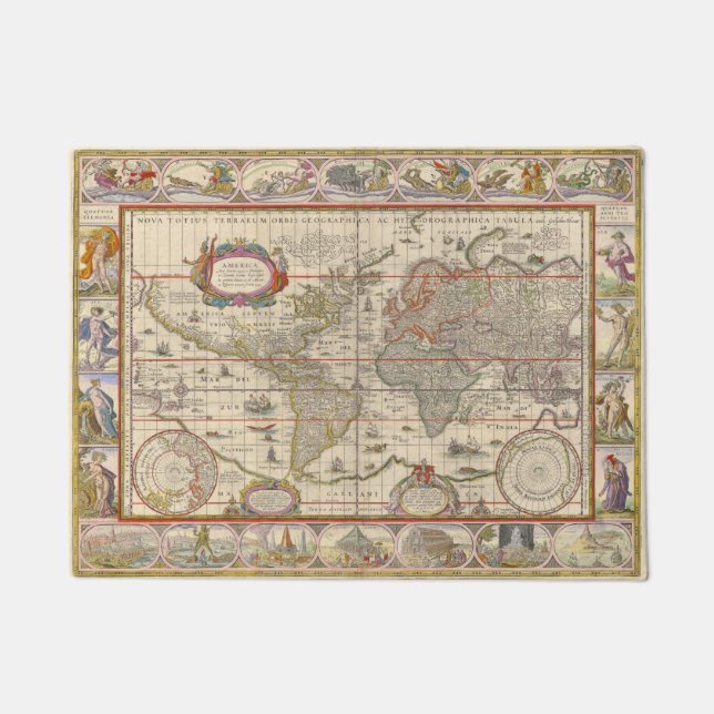 Felpudo Mapa del mundo medieval (por Willem Blaeu) (Anverso)
