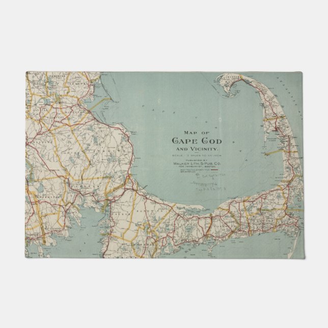 Felpudo Mapa del vintage de Cape Cod (1917) (Anverso)