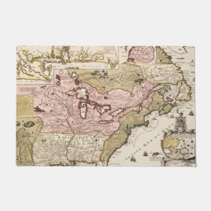 Felpudo Mapa medieval francés de Quebec/Nueva Francia Amér