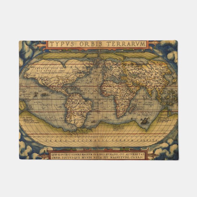 Felpudo Mapa Mundial Viaje Antiguo Ortelius Europa (Anverso)