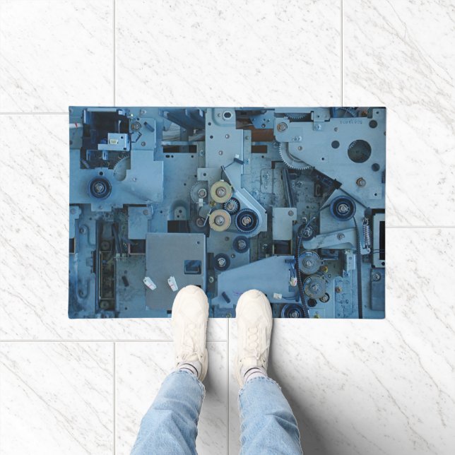 Felpudo Máquina azul Mecánica Robótica Funny Guay Geeky (Interior)