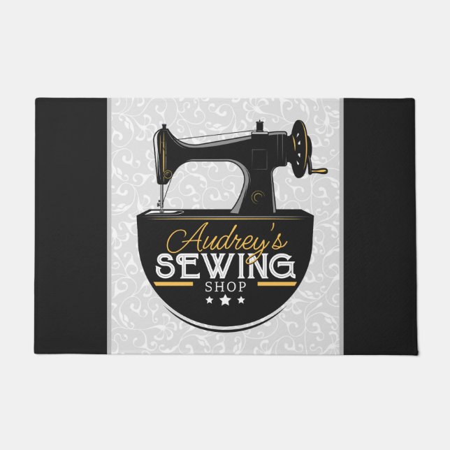 Felpudo Máquina de coser antigua AÑADIR NOMBRE Sombrero sa (Anverso)