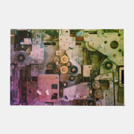 Felpudo Máquinas modernas Guay Steampunk Geeky Pink Green