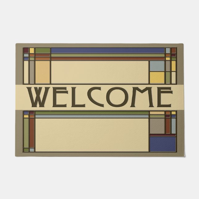 Felpudo Maravilloso Fall Arts & Crafts Patrones Geométrico (Anverso)