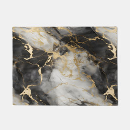 Felpudo Marble de lujo blanco, dorado y negro elegante