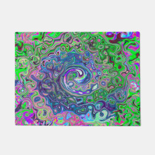 Felpudo Marble Lime Green y Purple Resumen Swirt Retro