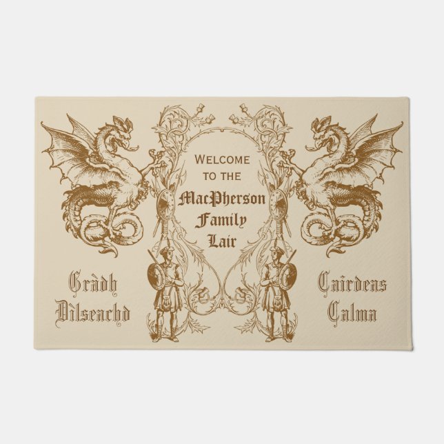 Felpudo Marco escocés del guerrero del miembro de un clan (Anverso)