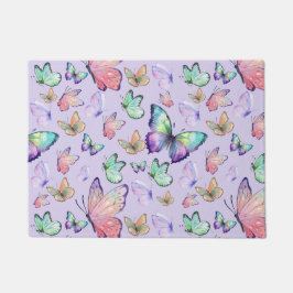 Felpudo Mariposa acuarela Patrón sin mar Púrpura