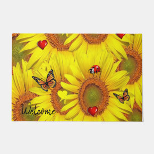 Felpudo Mariposa de girasol Lady Bug Dog Mat