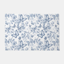 Mariposa floral de toile francés azul acuarela