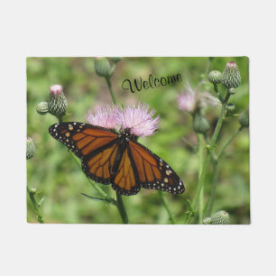 Felpudo Mariposa monarca y guiños rosados - Bienvenidos 