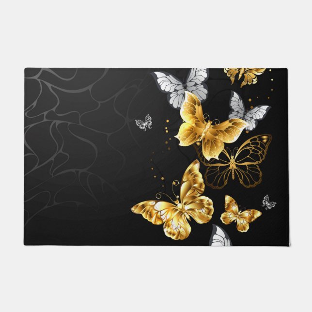 Felpudo Mariposas doradas y blancas (Anverso)