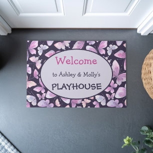 Felpudo Mariposas personalizadas bienvenida casa de juegos