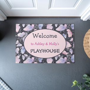 Felpudo Mariposas personalizadas bienvenida casa de juegos
