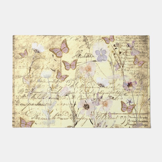 Felpudo mariposas silvestres secas (Anverso)