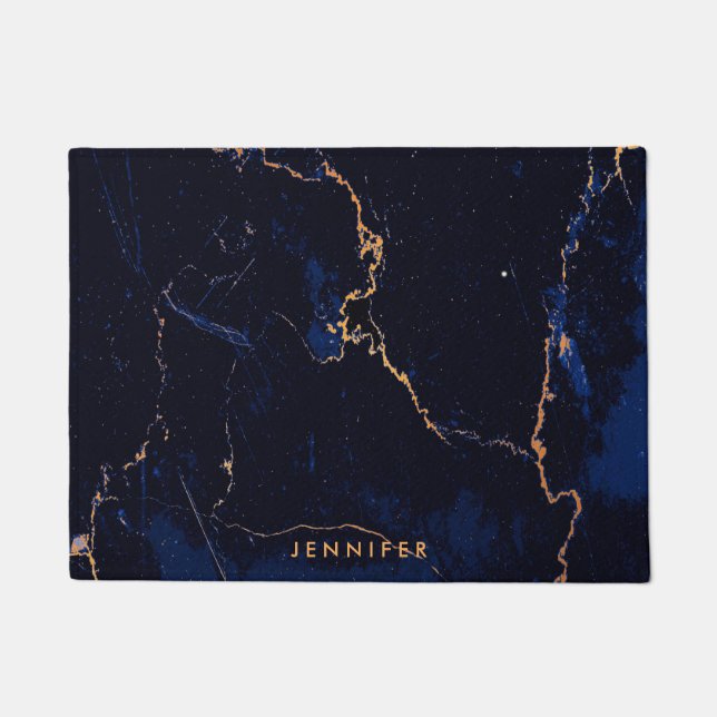 Felpudo Mármol de oro de los azules marinos (Anverso)