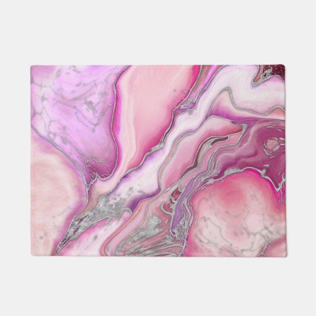 Felpudo Mármol líquido de plata Rosa (Anverso)