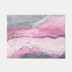 Felpudo mármol rosa Rubor: rosa pastel, gris y plata