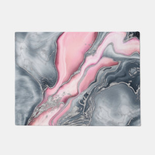 Felpudo mármol rosa Rubor: rosa pastel, gris y plata