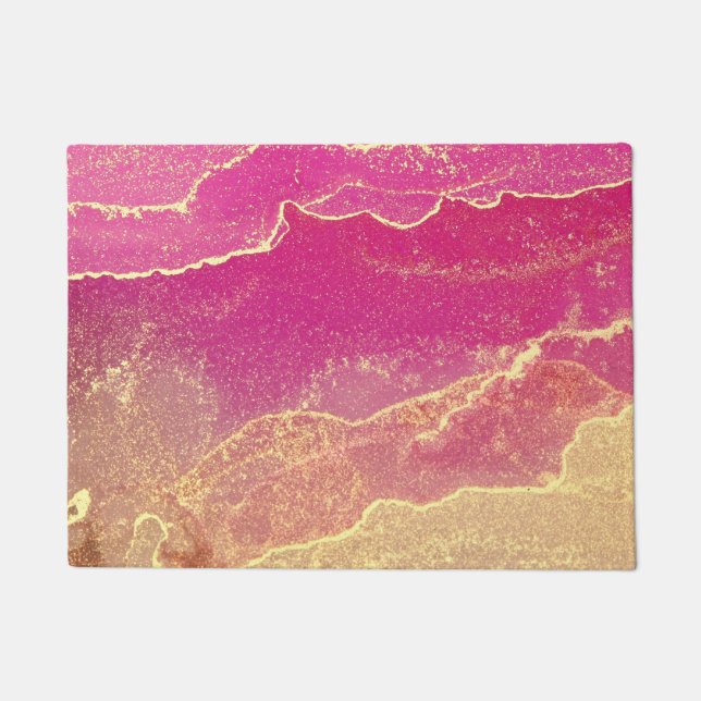 Felpudo Mármol rosa y dorado elegante (Anverso)
