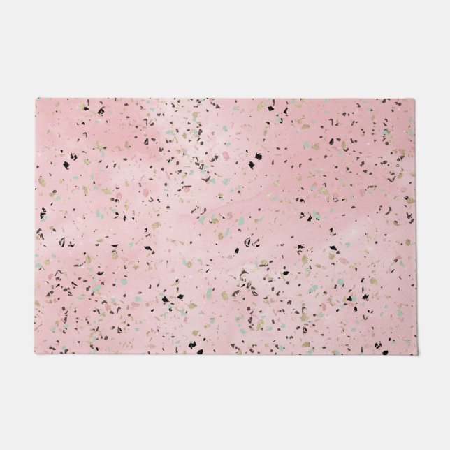 Felpudo Mármol rosa y oro Terrazo (Anverso)