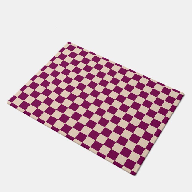 Felpudo Maroon and beige checkerboard pattern (Angular)