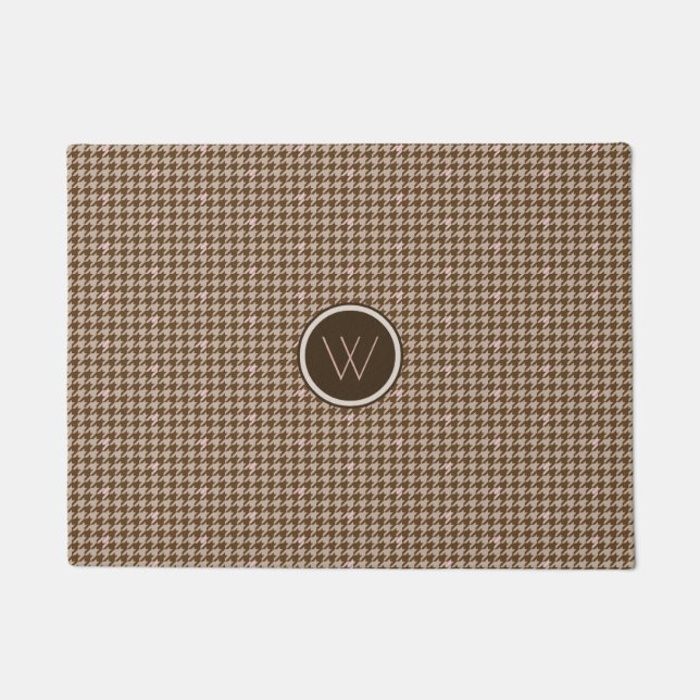 Felpudo Marrón con acento dorado Rosa Doormat (Anverso)
