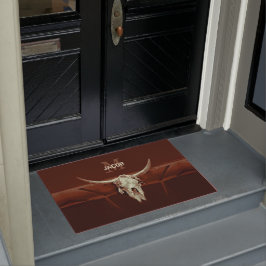 Felpudo Marrón de toros Monograma Rústico País Occidental