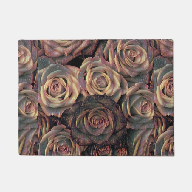 Felpudo Marrón, naranja, rosas de oro (Anverso)