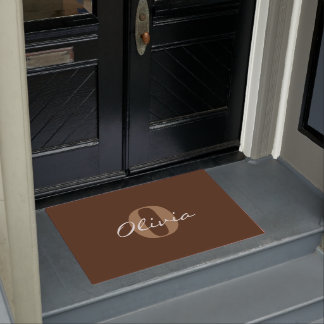 Felpudo Marrón Nombre personalizado Monograma Doormat