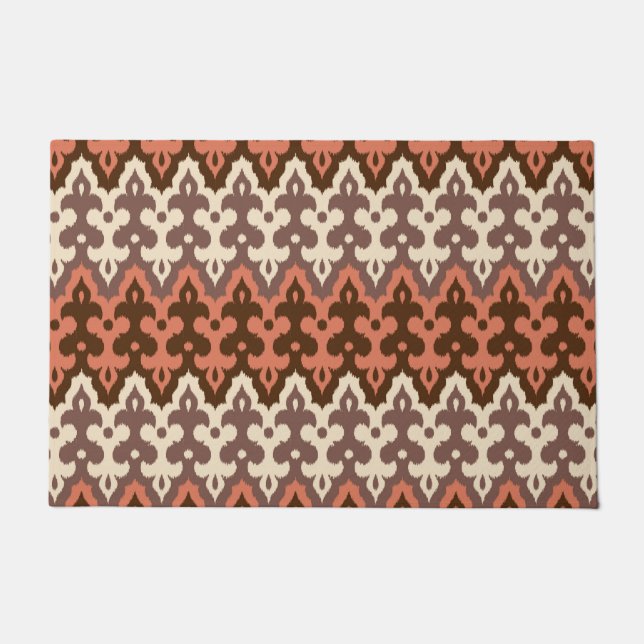 Felpudo Marroquí Ikat Damask, Brown, Cream Taupe & Rust (Anverso)