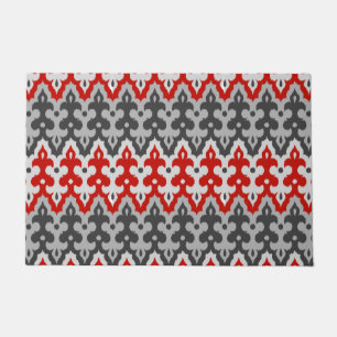 Felpudo Marroquí Ikat Damask, gris gráfico y rojo