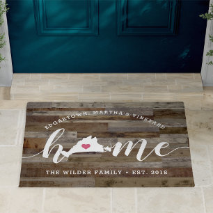 Felpudo Martha's Vineyard Home Town Personalized Wood Look