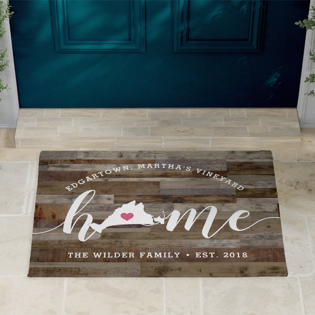 Felpudo Martha's Vineyard Home Town Personalized Wood Look (Subido por el creador)