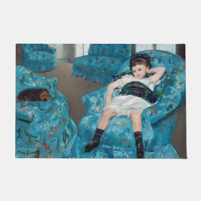 Felpudo Mary Cassatt - Niña pequeña en un sillón azul (Anverso)