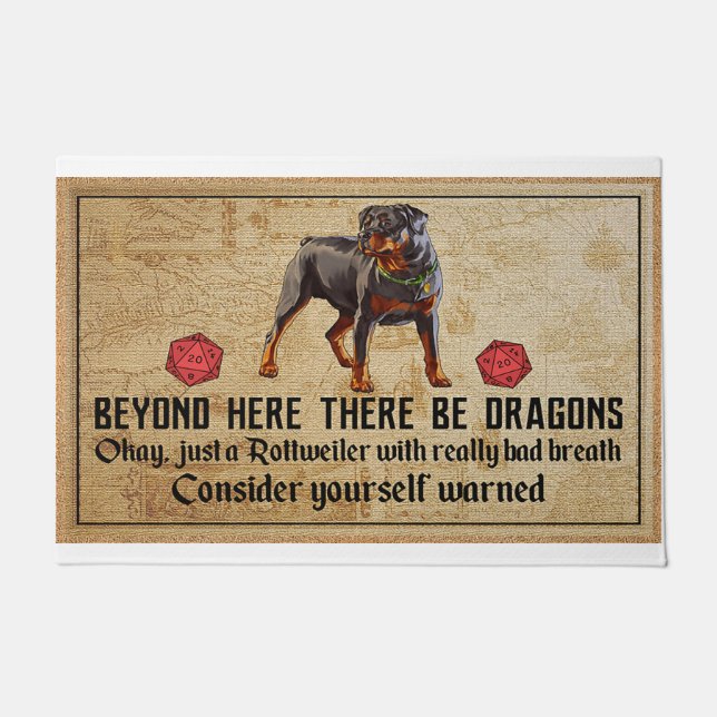 Felpudo Más allá hay dragones (Anverso)