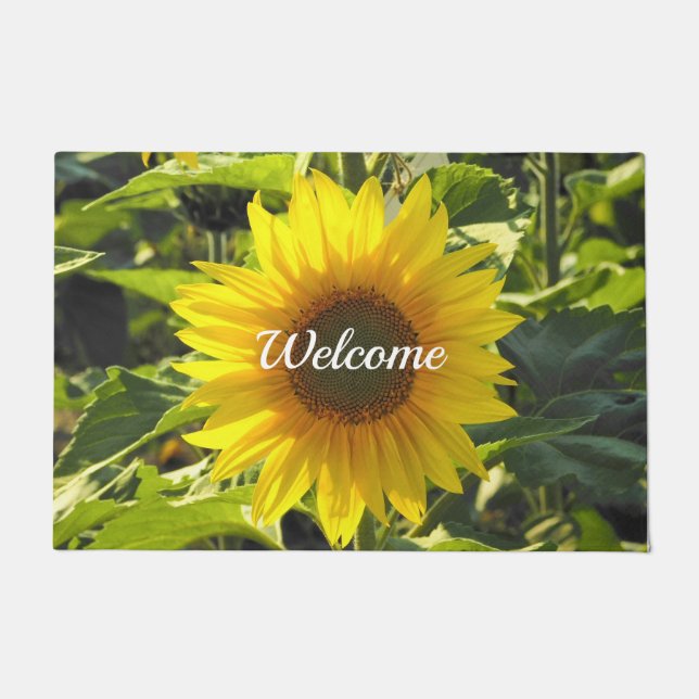 Felpudo Masa de bienvenida de brillo de girasol (Anverso)