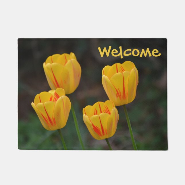 Felpudo Masa de bienvenida de Tulip de primavera (Anverso)