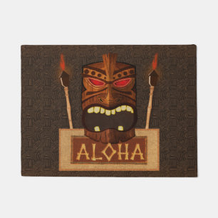 Felpudo Máscara Tiki de madera Retro de cosecha Aloha Hawa